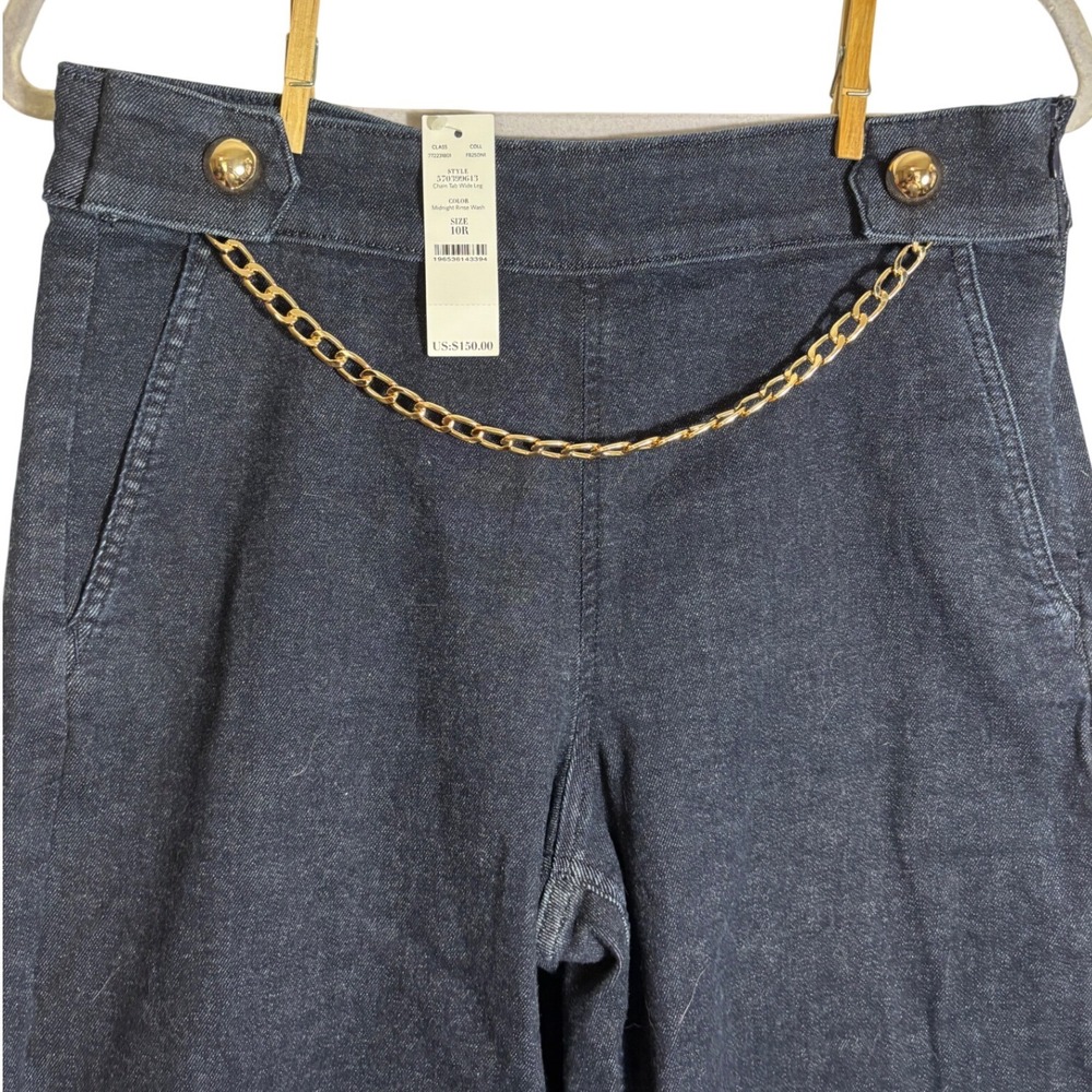NWT White House Black Market Chain Detail Extra High Rise Wide Leg Jean Size 10R - Picture 4 of 7